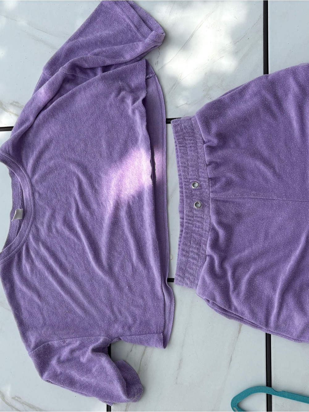 Purple Terry Cloth Two-Piece Set - Women Pants & Top